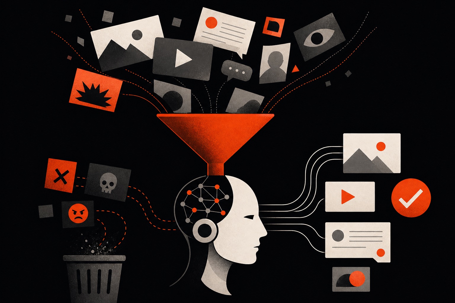 AI가 콘텐츠를 필터링하는 모습
